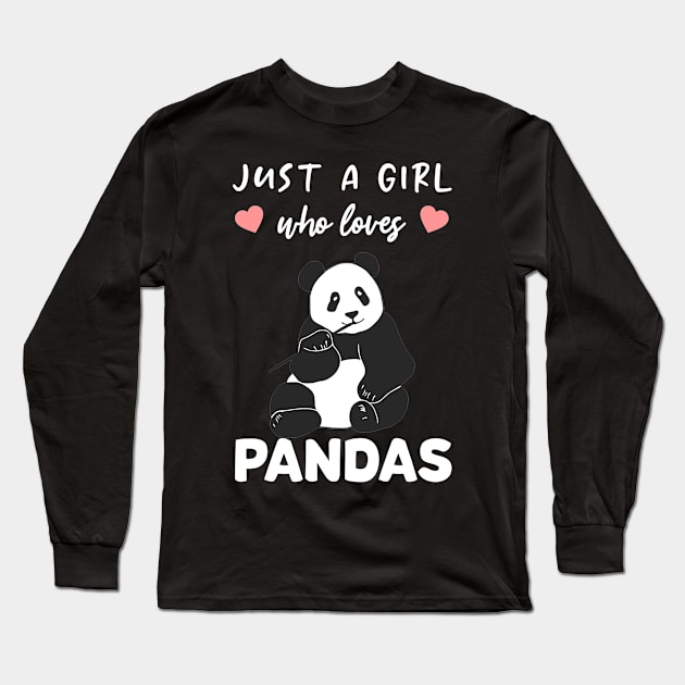 Just A Girl Who Loves Pandas Cute Panda Long Sleeve T-Shirt by wbdesignz